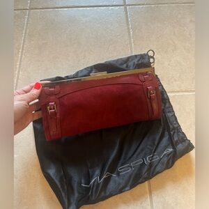 Via Spiga Burgundy Suede Clutch